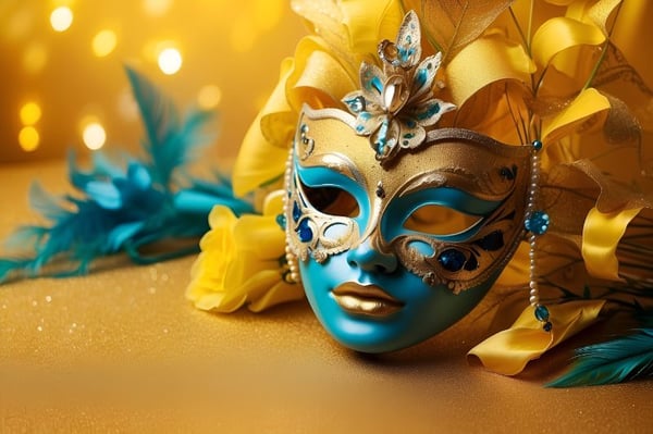 MASCARA DE CARNAVAL BACKGROUND DOURADO