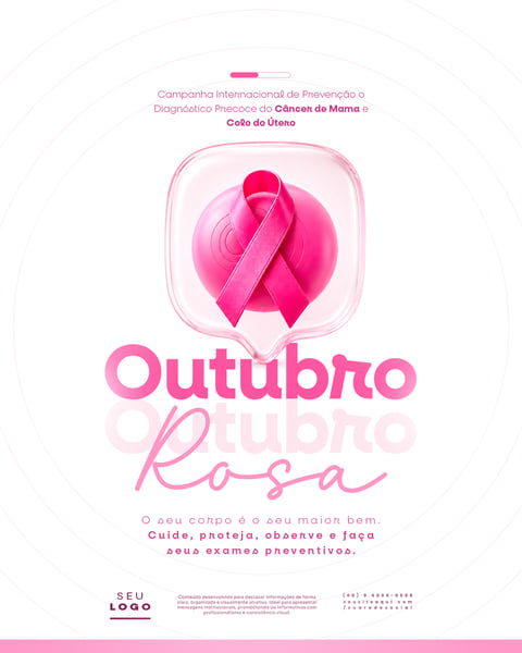 OUTUBRO ROSA CAMPANHA INTERNACIONAL DE PREVENÇÃO AO DIAGNÓSTICO PRECOCE DO CÂNCER DE MAMA E COLO DO ÚTERO SOCIAL MEDIA PSD EDITÁVEL 5