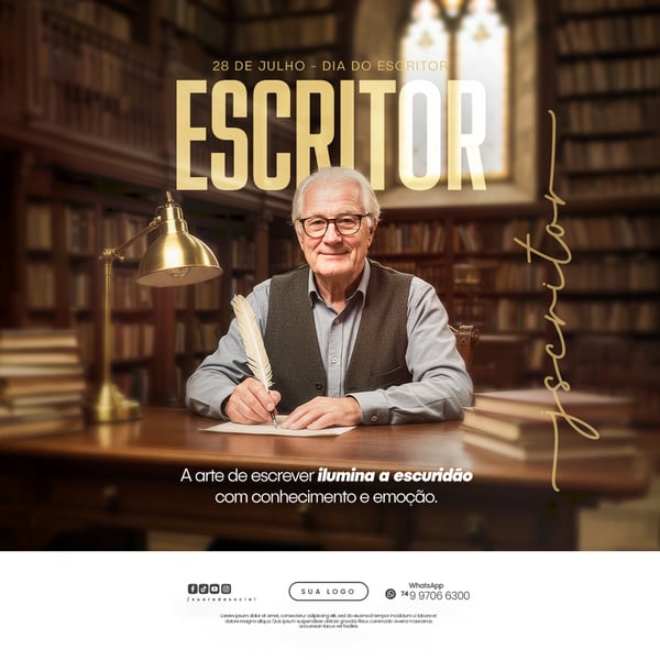 25 DE JULHO - DIA DO ESCRITOR - FLYER SOCIAL MEDIA PSD EDITÁVEL 2