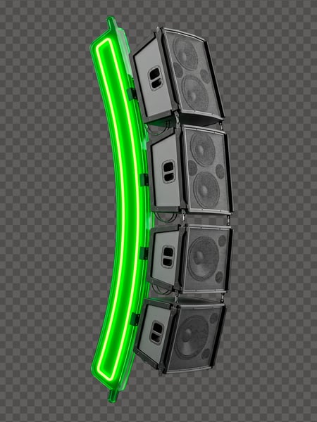 ELEMENTO 3D CAIXAS DE SOM COM LUZ DE NEON PNG