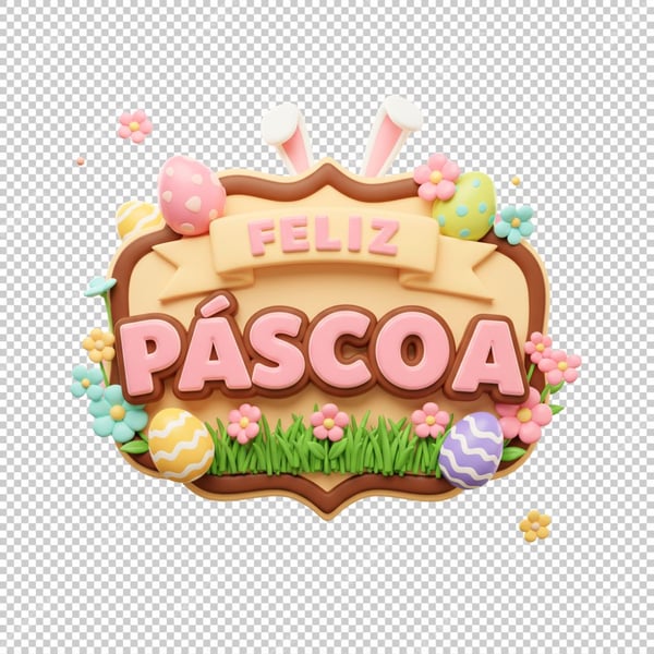 SELO 3D PNG FELIZ PÁSCOA PNG SELO 3D FELIZ PÁSCOA PNG