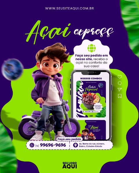 AÇAÍTERIA E SORVETERIA - SOCIAL MEDIA - PSD EDITÁVEL