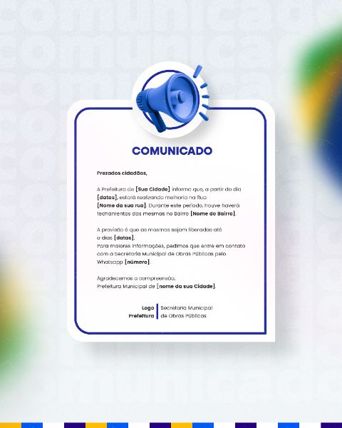 PREFEITURA COMUNICADO AVISO INFORME IMPORTANTE SOCIAL MEDIA FLYER PSD EDITÁVEL