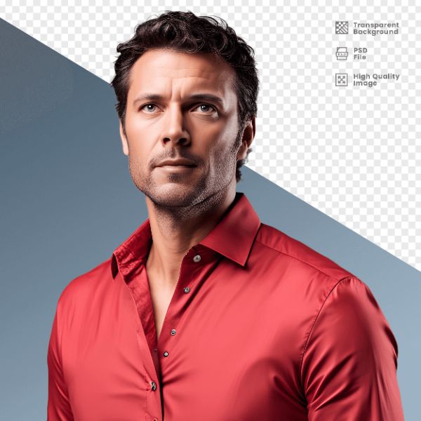 HOMEM COM CAMISA VERMELHA