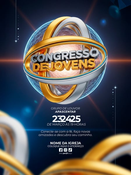 POST FLYER IGREJA CULTO GOSPEL SOCIAL MEDIA PSD EDITÁVEL 10