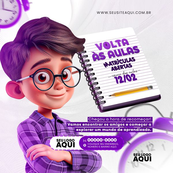 VOLTA ÀS AULAS | MATRÍCULAS ABERTAS | ESCOLA | PSD EDITÁVEL