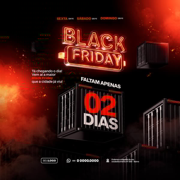 VZR FALTAM 2 DIAS BLACK FRIDAY SELO 3D TEMPLATE PSD