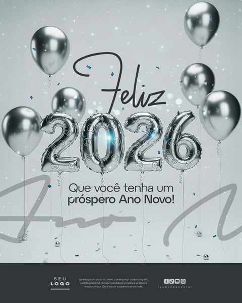 FELIZ 2026 E PRÓSPERO ANO NOVO SOCIAL MEDIA PSD EDITÁVEL 4