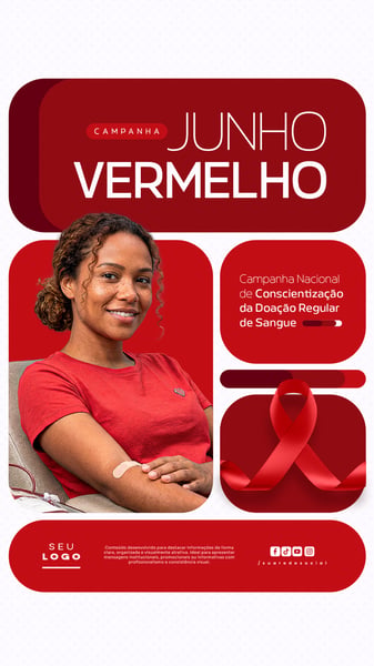 JUNHO VERMELHO CAMPANHA NACIONAL DE CONSCIENTIZAÇÃO DA DOAÇÃO REGULAR DE SANGUE STORY SOCIAL MEDIA PSD EDITÁVEL 2