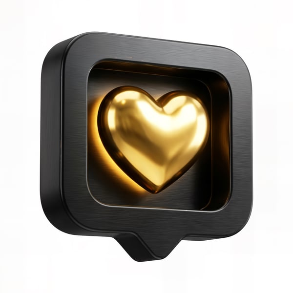 ELEMENTO 3D ÍCONE COM CORAÇÃO DOURADO 10