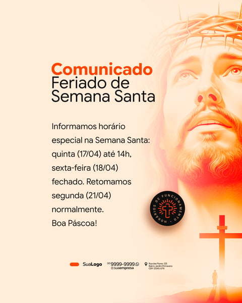 COMUNICADO SEMANA SANTA INFORMATIVO SOCIAL MEDIA PSD EDITÁVEL 1