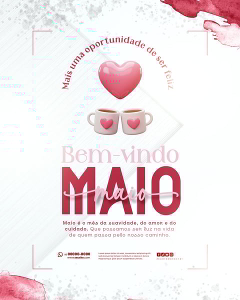 BEM VINDO MAIO SAUDAÇÃO MÊS SOCIAL MEDIA POST EDITÁVEL FEED
