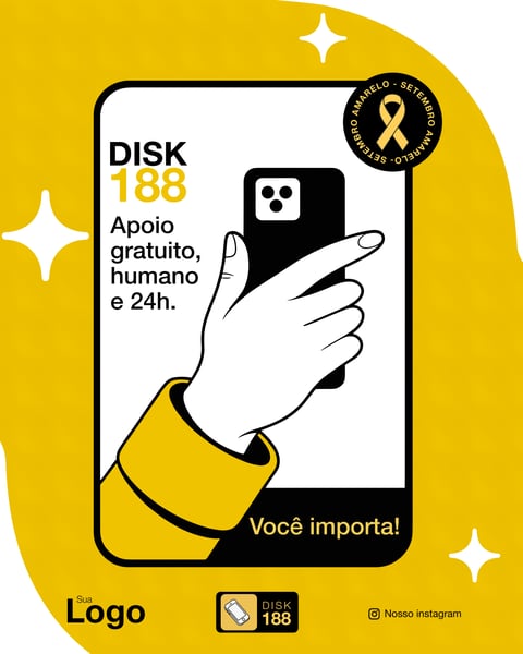 SETEMBRO AMARELO DISQUE 188 APOIO GRATUITO HUMANO E 24H
