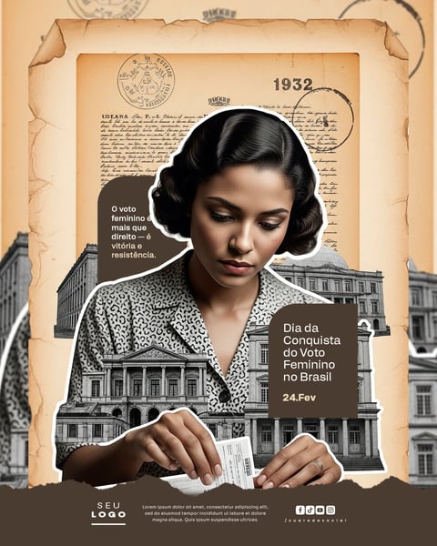 DIA DA CONQUISTA DO VOTO FEMININO NO BRASIL 24 DE FEVEREIRO SOCIAL MEDIA PSD EDITÁVEL 2