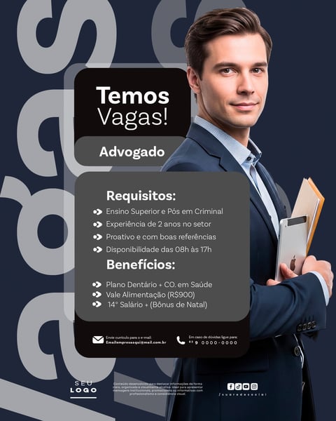 RECRUTAMENTO EMPREGO TEMOS VAGAS ABERTAS CONTRATAÇÃO SOCIAL MEDIA PSD EDITÁVEL 24