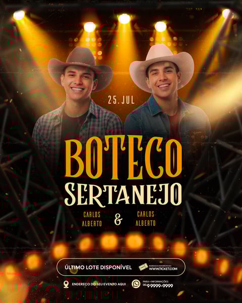 FLYER PARA EVENTO SHOW ARTISTA SERTANEJO PSD EDITÁVEL FEED 4