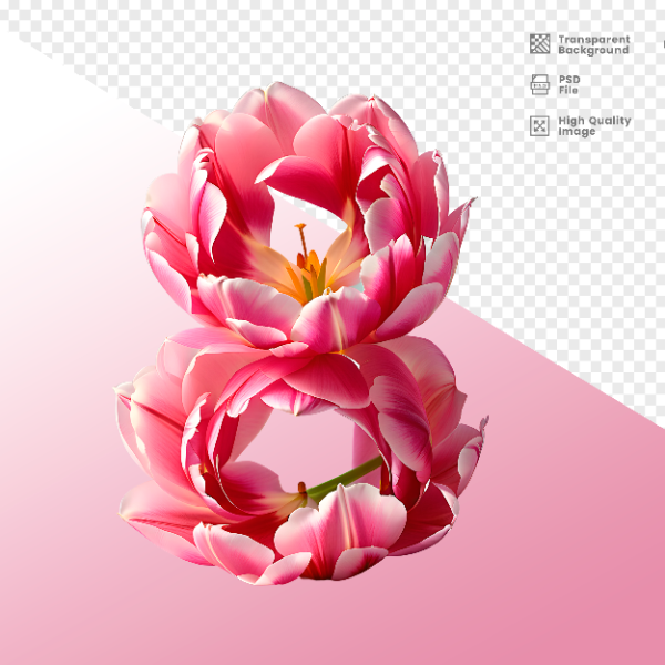 DIA DA MULHER -  ELEMENTO 3D NÚMERO 8 PARA COMPOSIÇÃO