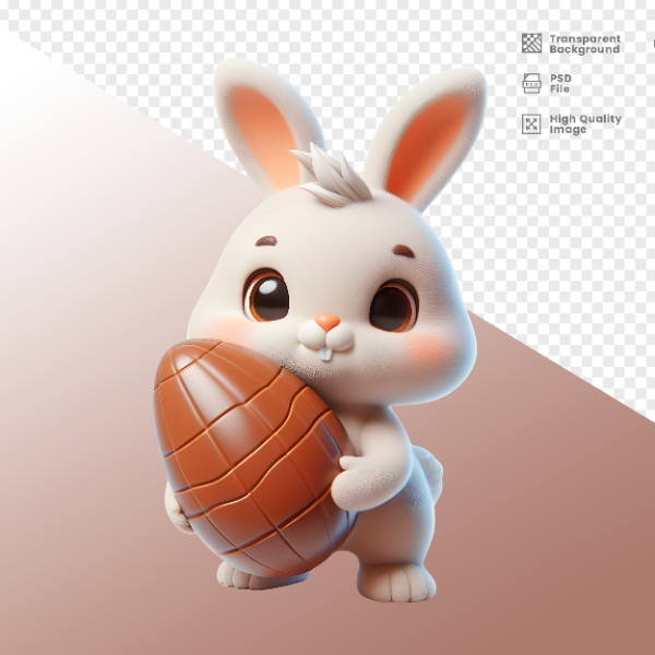 COELHO DA PÁSCOA  ELEMENTO 3D PARA COMPOSIÇÃO - COELHO COM CHOCOLATE