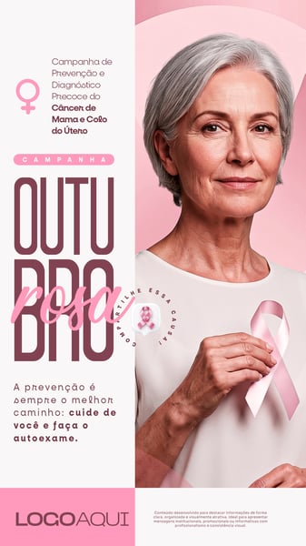 OUTUBRO ROSA CÂNCER DE MAMA SOCIAL MEDIA FLYER PSD EDITÁVEL STORY