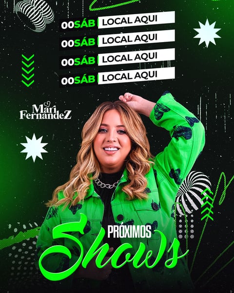 FLYER PARA ARTISTA PSD EDITÁVEL AGENDA MARI FERNANDEZ FEED