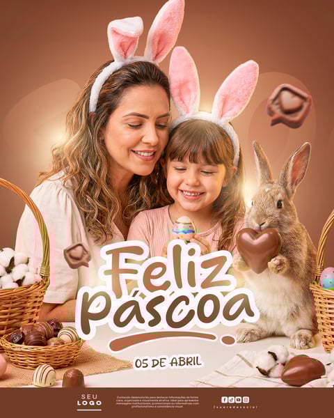 Feliz Páscoa 05 DE ABRIL SOCIAL MEDIA PSD EDITÁVEL 1
