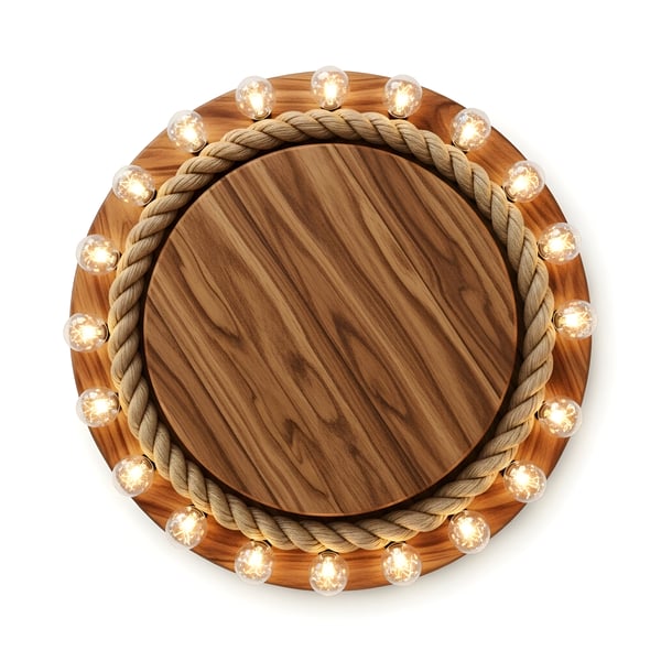 TAMPA DE MADEIRA COM LUZES EM VOLTA E UMA CORDA CIRCULAR AO CENTRO 03