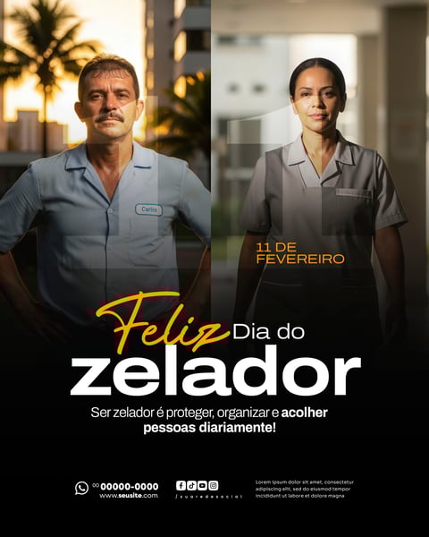 DIA DO ZELADOR 11 DE FEVEREIRO SOCIAL MEDIA PSD EDITÁVEL 2