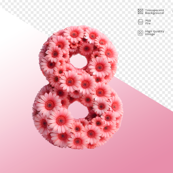DIA DA MULHER -  ELEMENTO 3D NÚMERO 8 PARA COMPOSIÇÃO