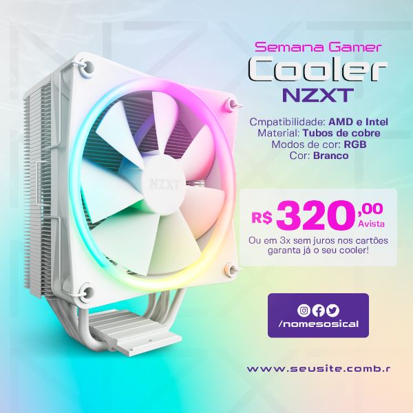 SEMANA GAMER AIR COOLER NZXT RGB SOCIAL MEDIA PSD EDITÁVEL
