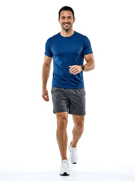 ATHLETIC MAN JOGGING BLUE SHIRT HEALTH
