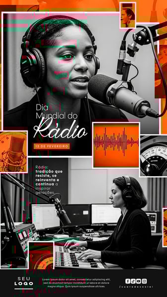 DIA MUNDIAL DO RÁDIO 13 DE FEVEREIRO STORY SOCIAL MEDIA PSD EDITÁVEL 2