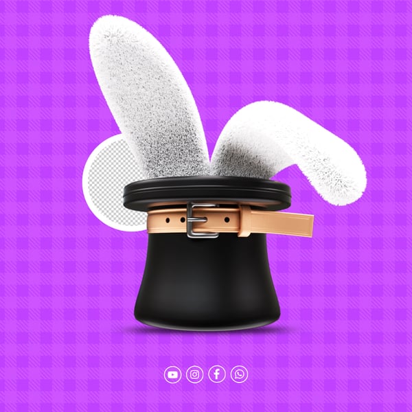 SELO 3D CARTOLA COELHO DE PÁSCOA PARA REDES SOCIAIS