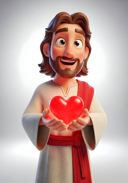 JESUS CRISTO SEGURANDO UM CORAÇÃO VERMELHO PERSONAGEM 3D 04