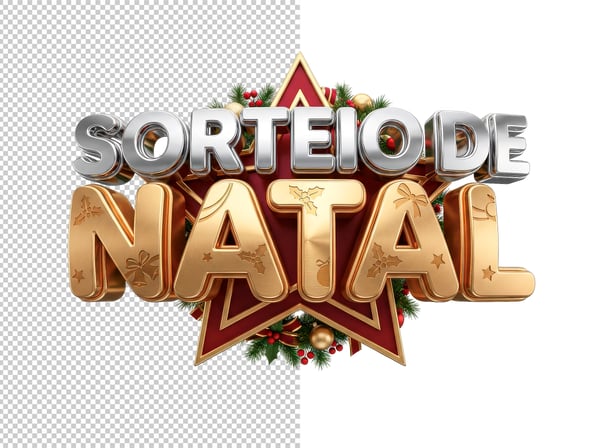 SELO 3D SORTEIO DE NATAL EM PNG