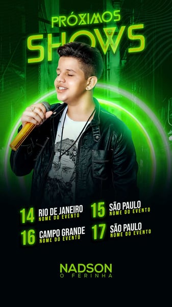 FLYER ARTISTA AGENDA DE SHOWS SEMANAL STORIES