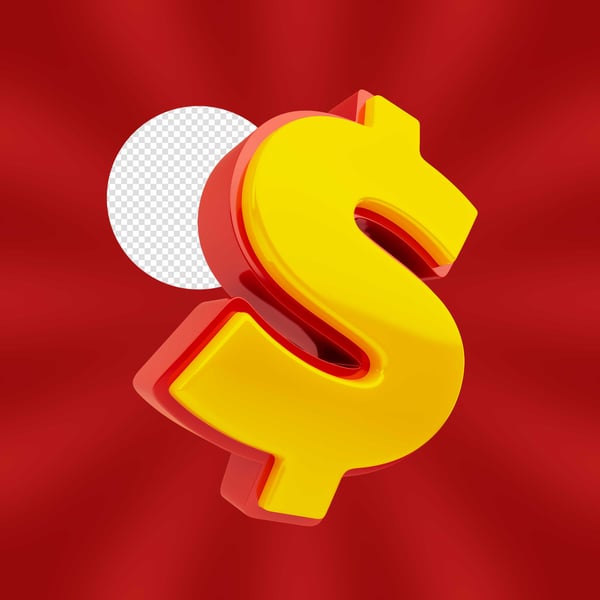 ELEMENTO 3D CIFRÃO DINHEIRO DÓLAR PNG