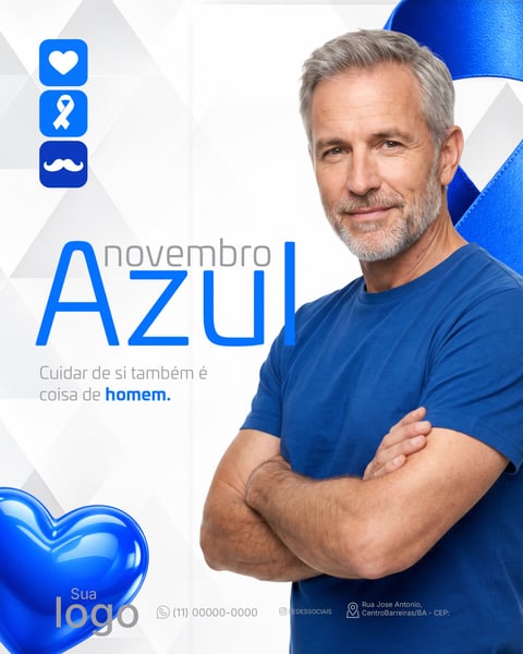 NOVEMBRO AZUL MÊS DE COMBATE AO CÂNCER DE PRÓSTATA SOCIAL MEDIA PSD EDITÁVEL 6