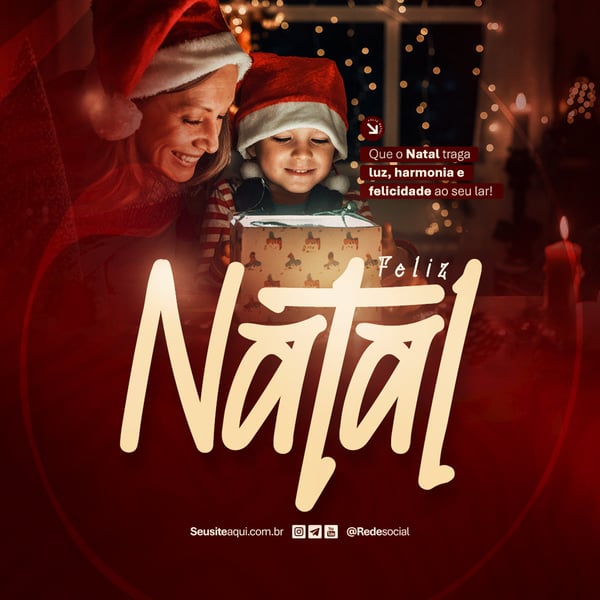 FELIZ NATAL 25 DE DEZEMBRO BOAS FESTAS SOCIAL MEDIA PSD EDITÁVEL