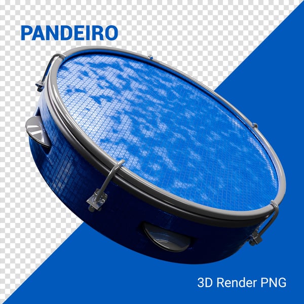 PANDEIRO 3D CARNAVAL ELEMENTO PNG COMPOSIÇÃO SOCIAL MEDIA