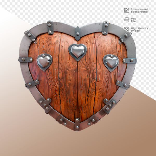 CORAÇÃO FERRO E MADEIRA  ELEMENTO 3D PARA COMPOSIÇÃO - HEART