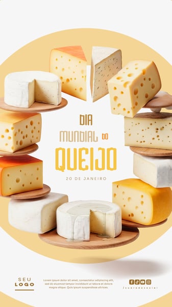 DIA MUNDIAL DO QUEIJO 20 DE JANEIRO STORY SOCIAL MEDIA PSD EDITÁVEL 1