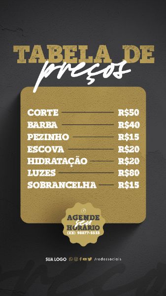 STORY - BARBEIRO - TABELA DE PREÇOS