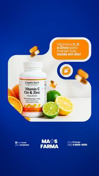 FARMÁCIA REMÉDIOS CÁPSULA FORMULAS MEDICAMNETOS PROMOÇÃO SOCIAL MEDIA PSD EDITÁVEL