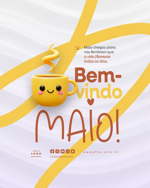 BEM VINDO MAIO SAUDAÇÃO MÊS SOCIAL MEDIA POST EDITÁVEL FEED
