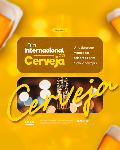 DIA INTERNACIONAL DA CERVEJA 01 DE AGOSTO SOCIAL MEDIA PSD EDITÁVEL 3