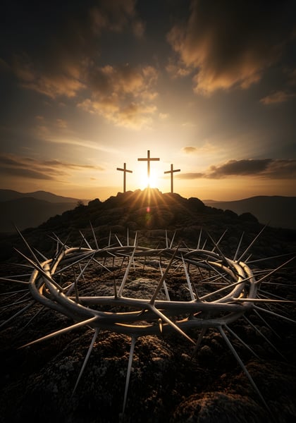 3 CRUZ NO MONTE DO CALVÁRIO ONDE JESUS FOI CRUCIFICADO COM A COROA DE ESPINHOS EM BAIXO 04