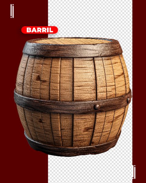 BARRIL DE MADEIRA | PARA COMPOSIÇÃO | IMAGEM SEM FUNDO | PSD EDITÁVEL