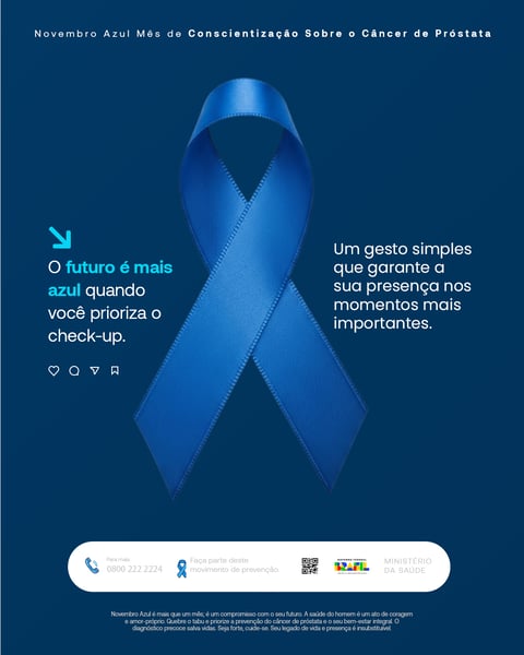 Novembro Azul: Conscientização E Prevenção Do Câncer De Próstata, Saúde Masculina E Laço Azul Social Media PSD Editável