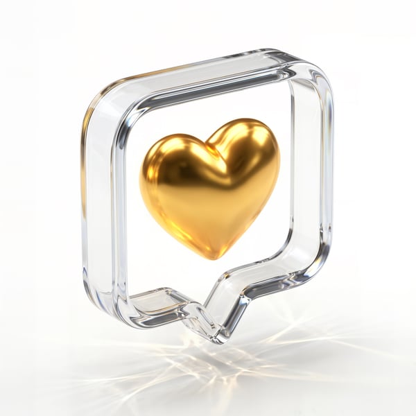 ELEMENTO 3D ICONE COM CORAÇÃO DOURADO 05