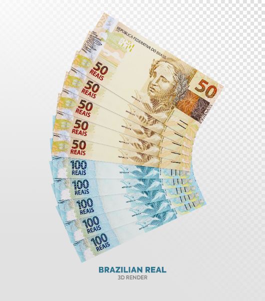 NOTAS DE 100 E 50 REAIS ELEMENTO 3D REALISTA